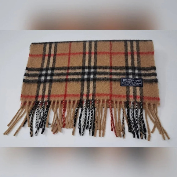 Burberry Vintage Scarf Nova Check Cashmere Wool England 90s Y2K 58" x 12" - Picture 1 of 12